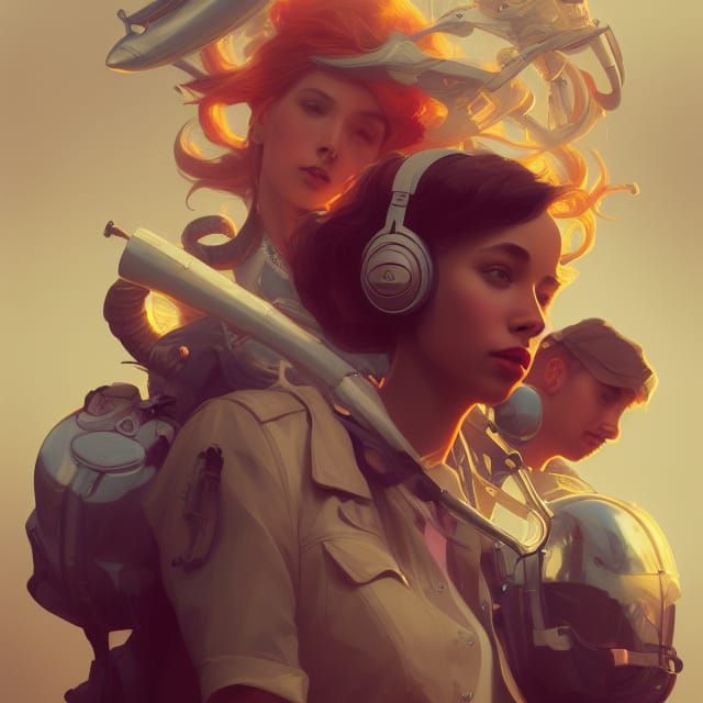 Dynamic Portrait with Art Nouveau Influences