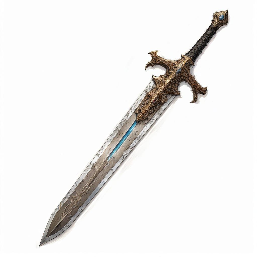 Bone Sword Illustration in Boris Vallejo Style