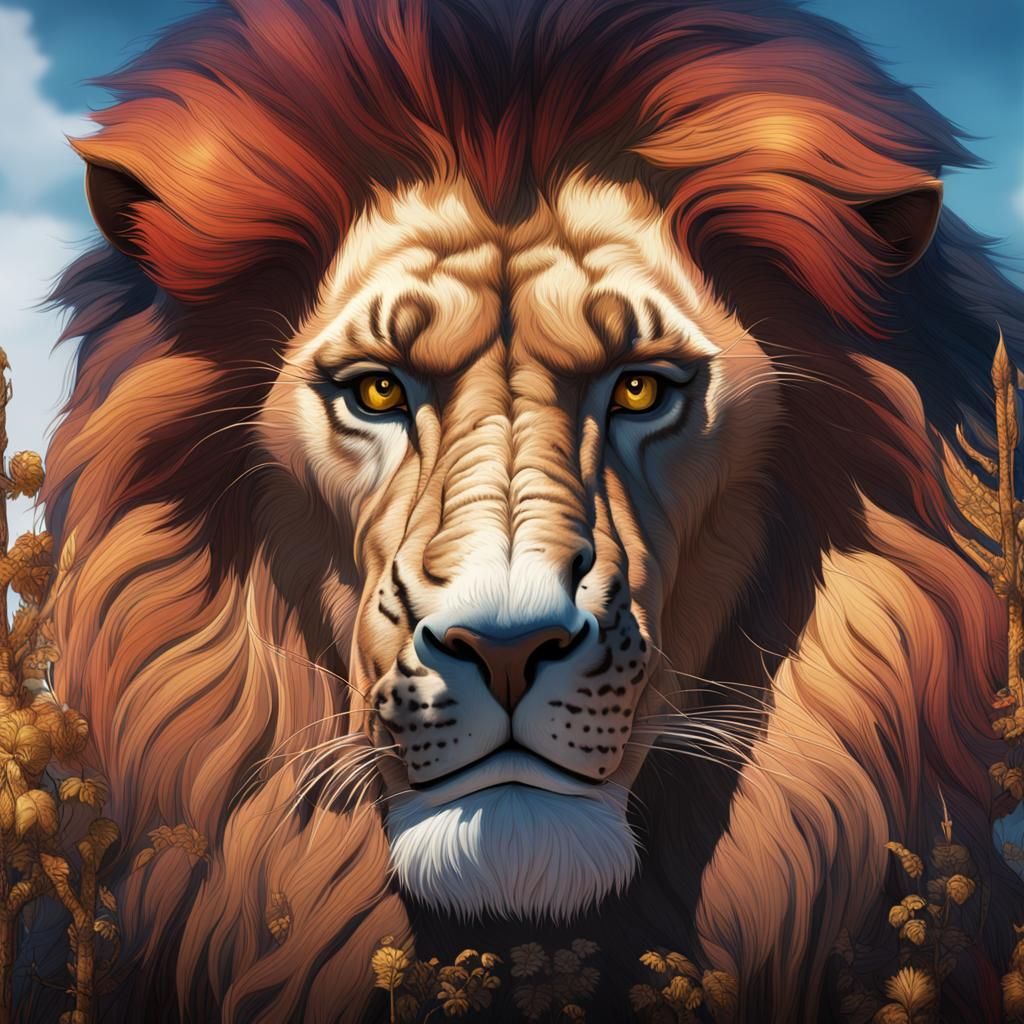 Proud Lion King in Detailed Matte Painting