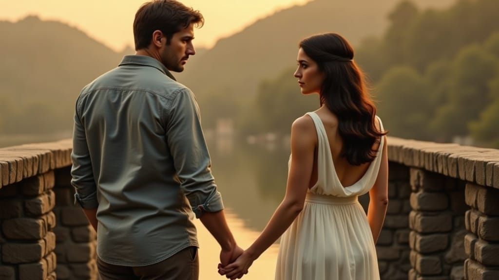 Fatherly Love on a Weathered Bridge