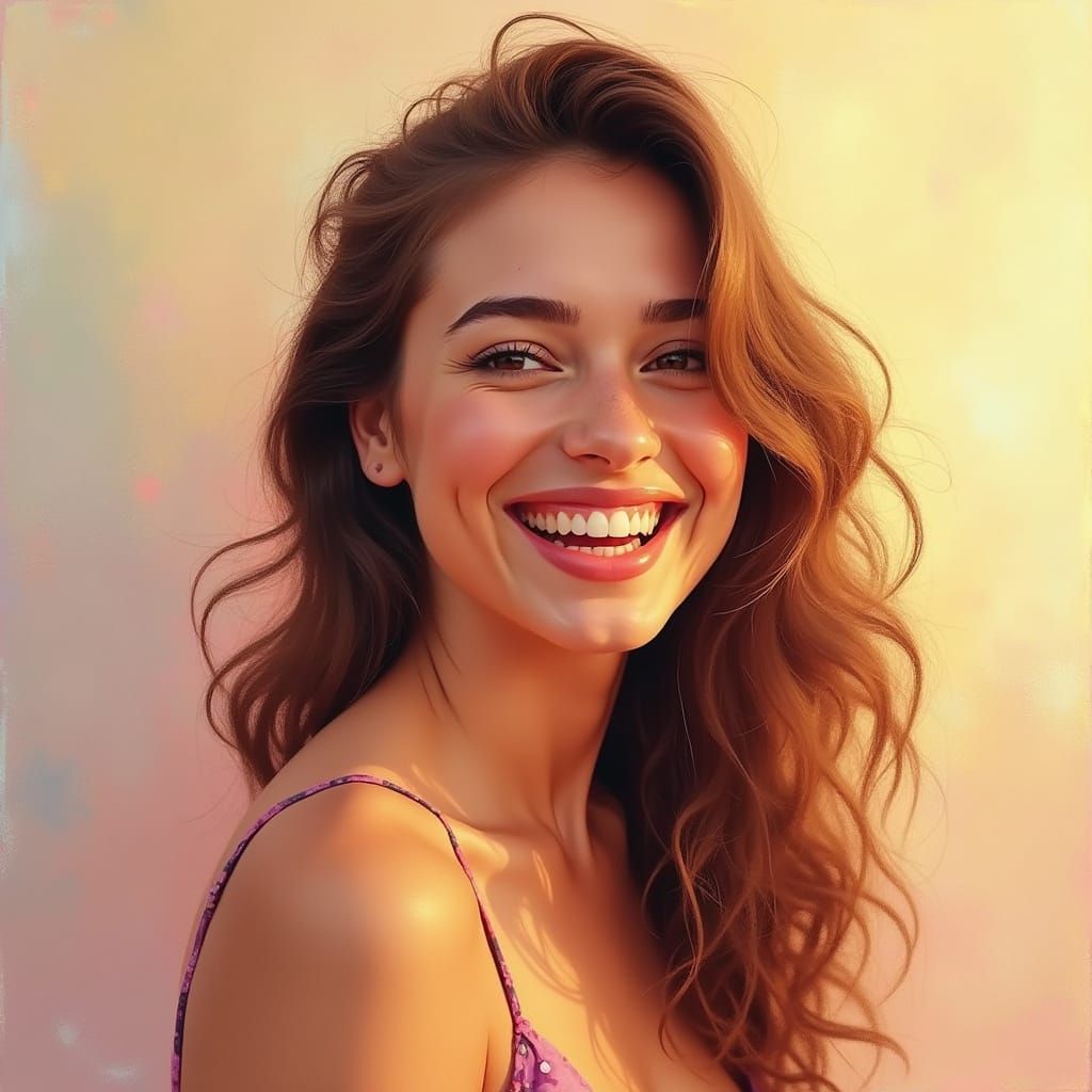 Vibrant Pop Art Portrait of a Young Woman
