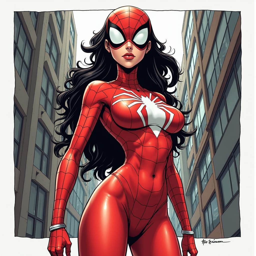 Spider-Woman in Ecchi Manga Style