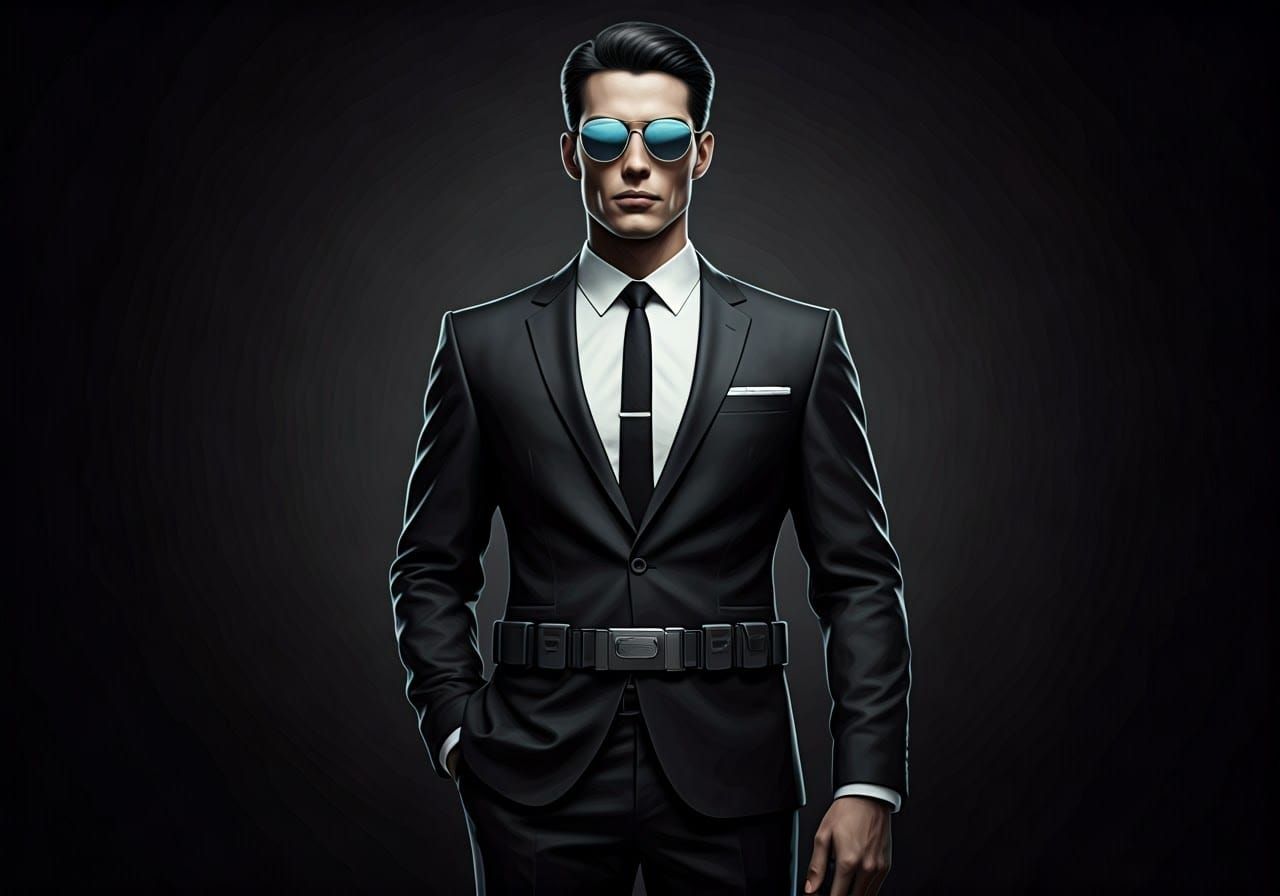 Handsome Man in Sci-Fi Portrait with Sunglasses