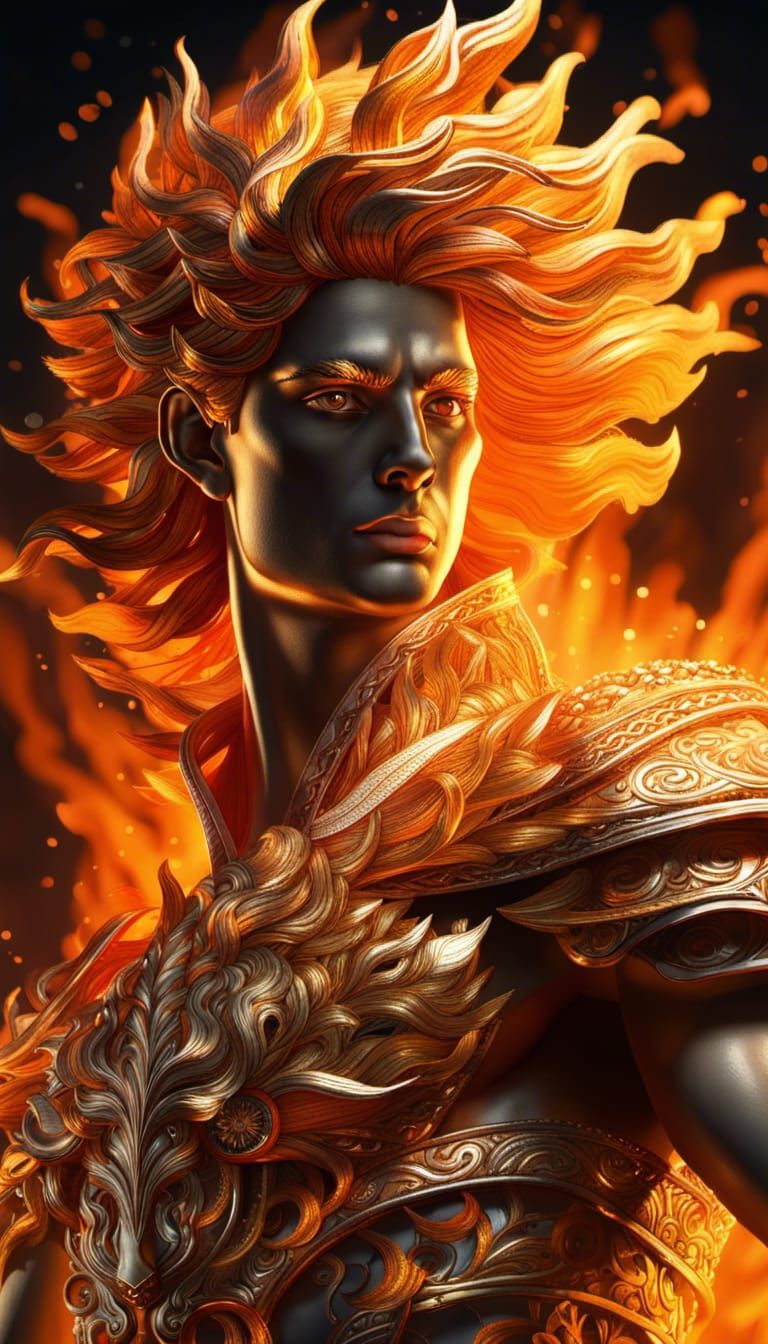 Helios: God of Fire in Hyperdetailed Rendering