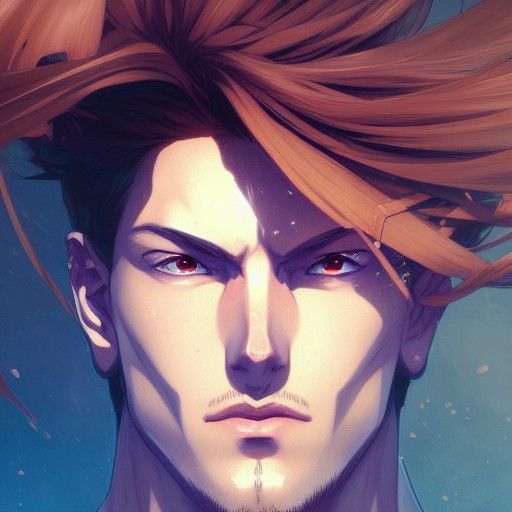 Anime Male Portrait in Hyperdetailed Style