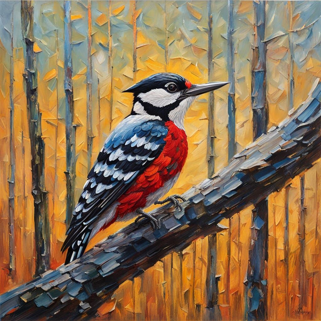 Woodpecker in the evening