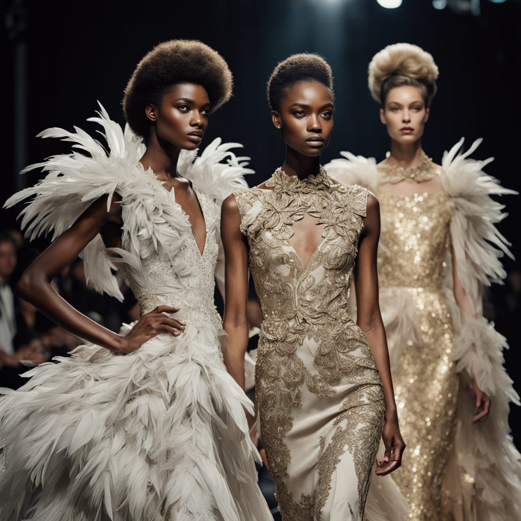Ethereal Swan-Inspired Fashion Models Strut Haute Couture Ru...