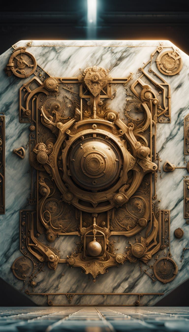 Eerie Occult Glyphs Carved in Marble Slab