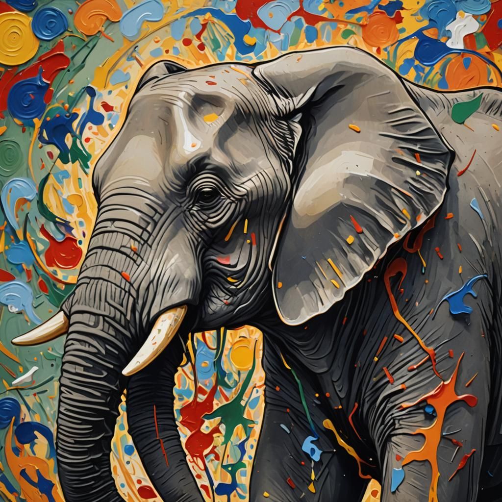 Hyperrealistic Elephant in Van Gogh Style