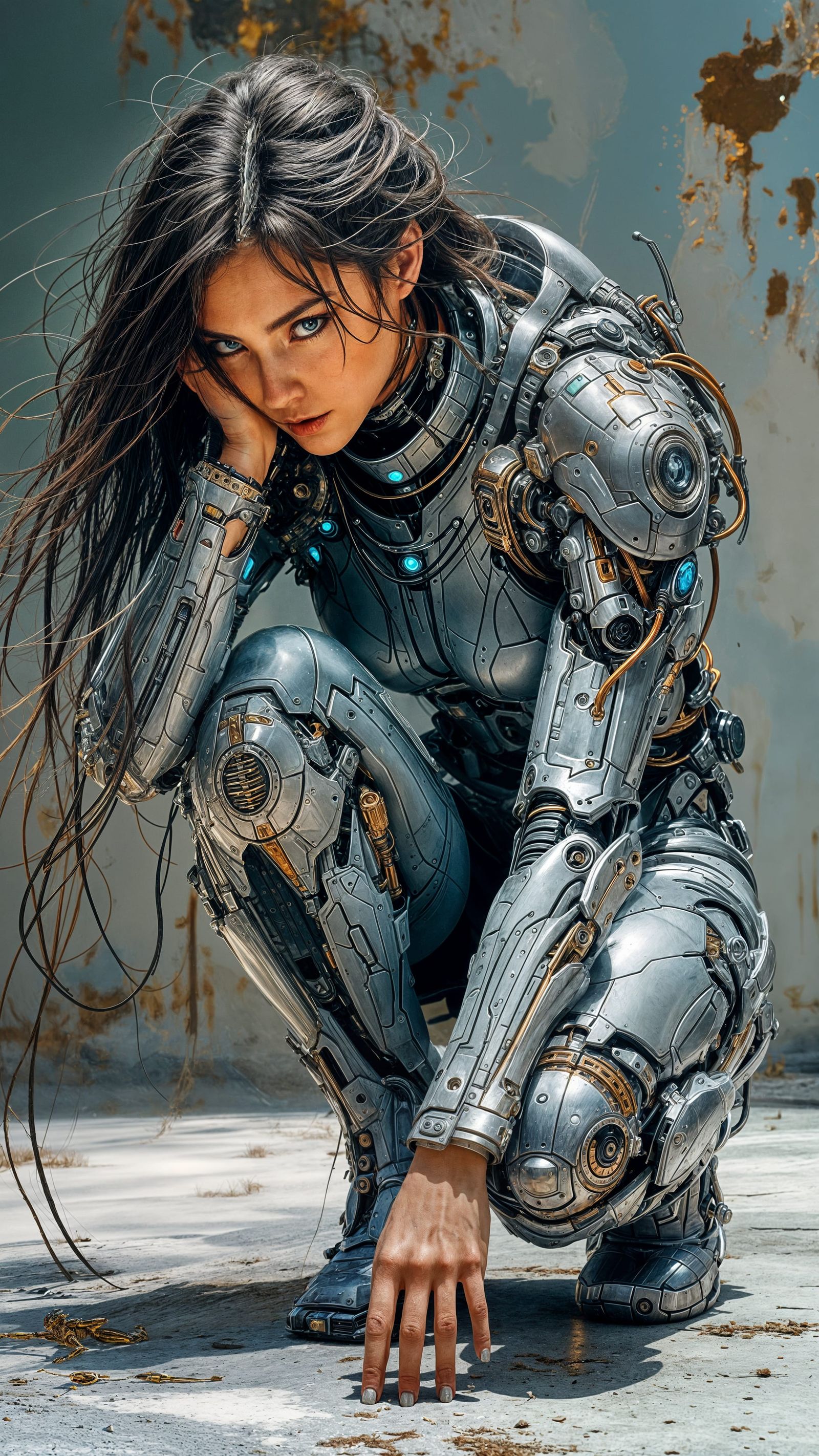 Cybernetic Warrior in Biomechanical Armor