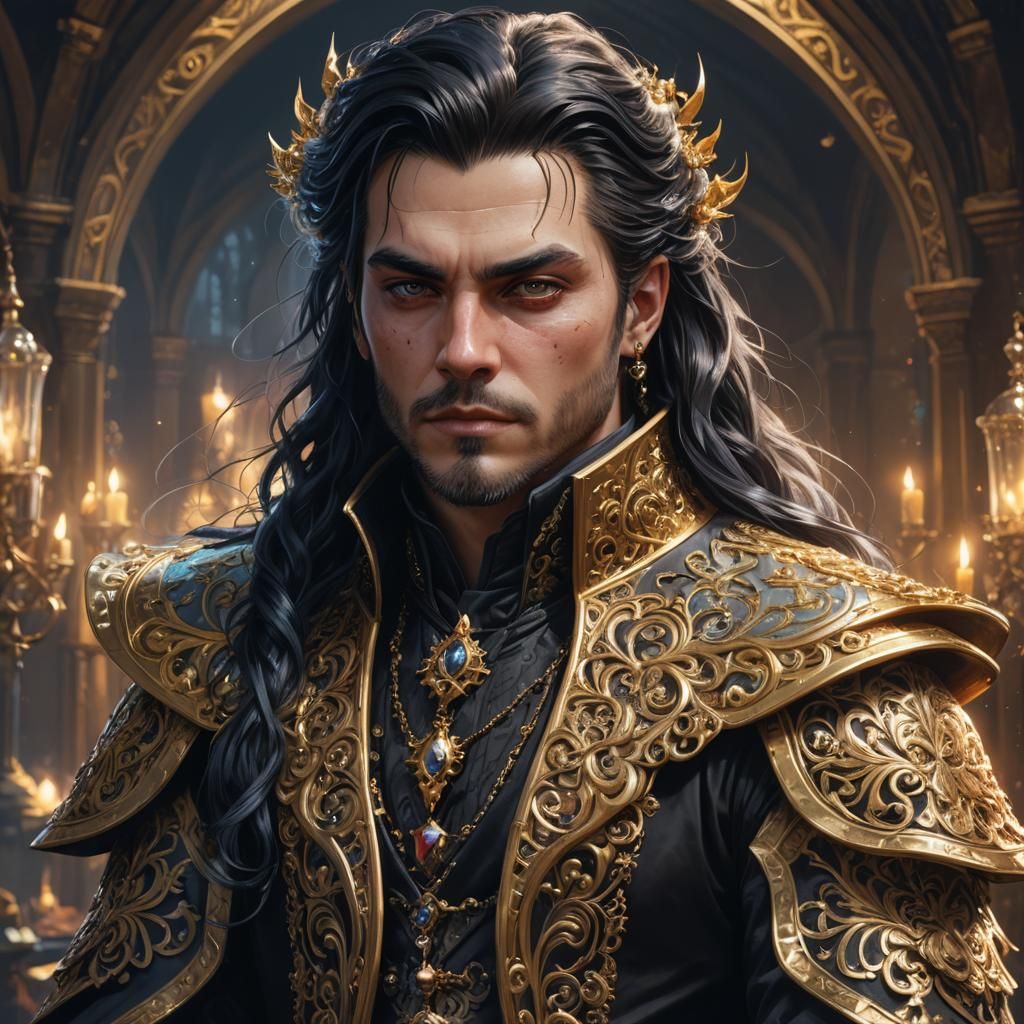 Gothic Male Portrait with Baroque Accessories