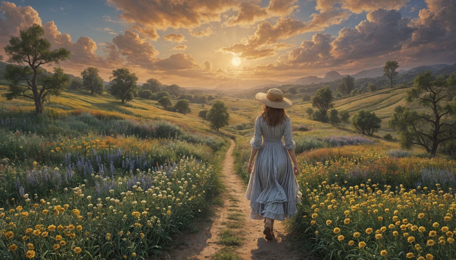 Surreal Forlorn Woman Emerges from a Vibrant Haze in Photore...