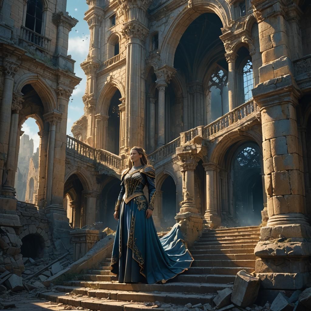 Monarch in Ruins: A Matte Painting in Eerie Light