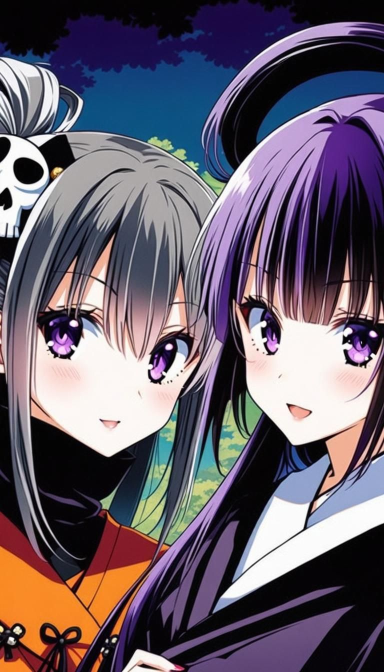 Nana 7 (soul reaper who loves to cosplay Dragonball characters) and Kurumi Kanzaki (Onmyoji)