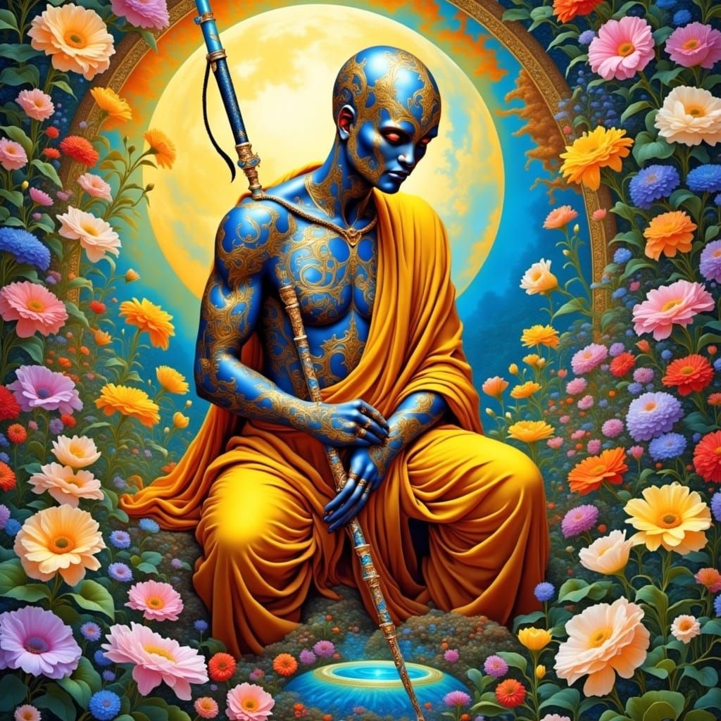 Warrior Monk in Luminous Garden