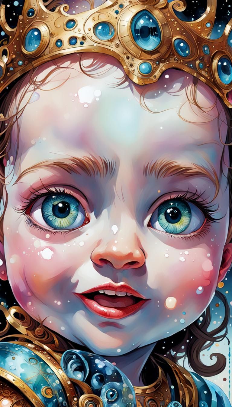 Adorable Baby Goddess Portrait in Vivid Colors