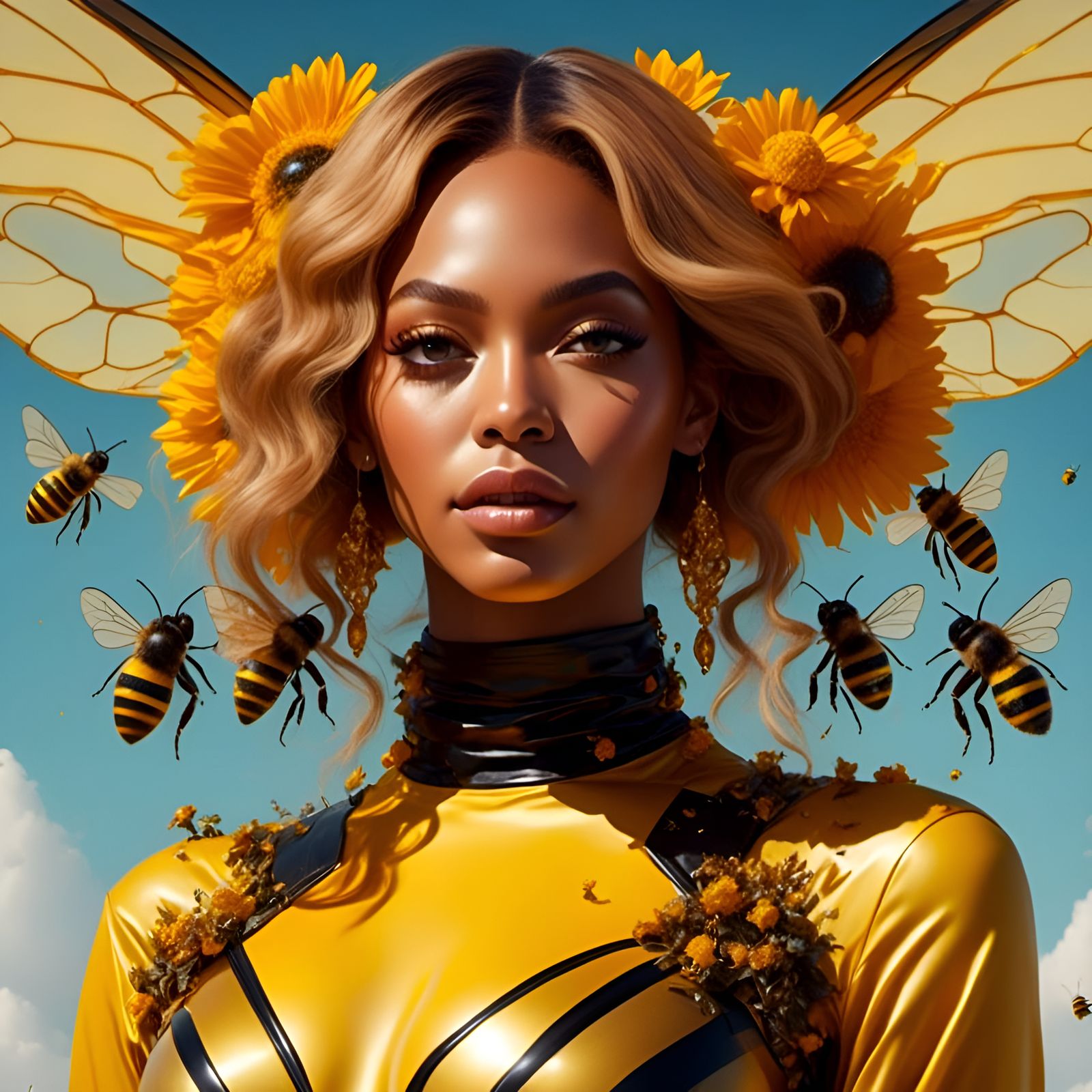 Beyonce as Bee Portrait in Animation Style