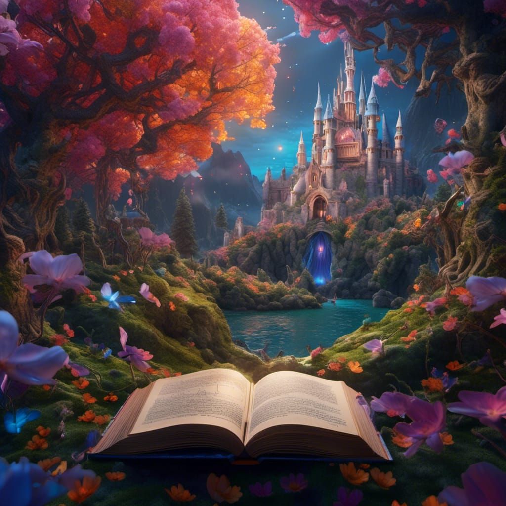 Enchanting Fairy Escapes a Book: Hyperreal Digital Art