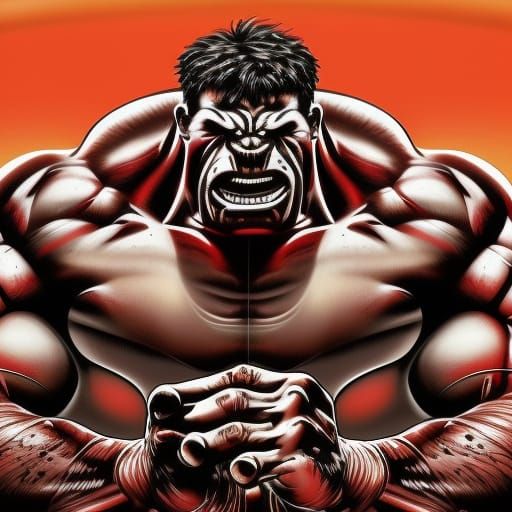 Red Hulk in Ultra HD Digital Matte Painting