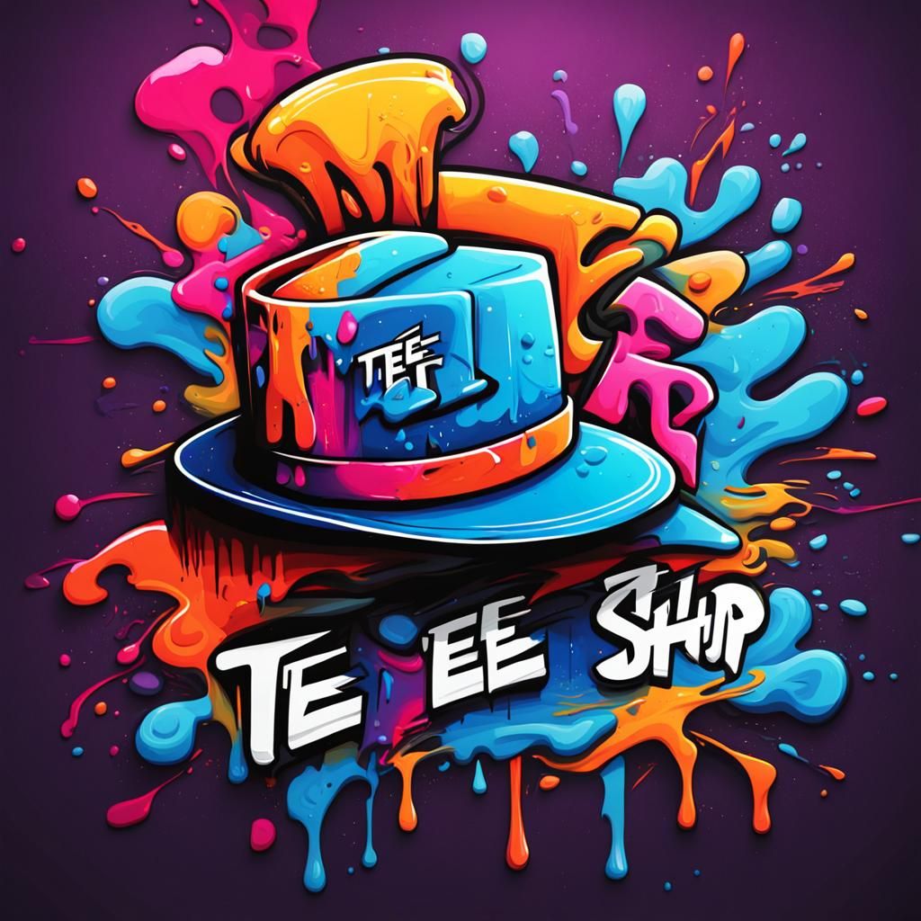 Tee N Hat Logo Design in Graffiti Style