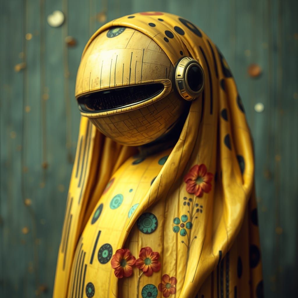 Weeping Android in Klimt Style Concept Art