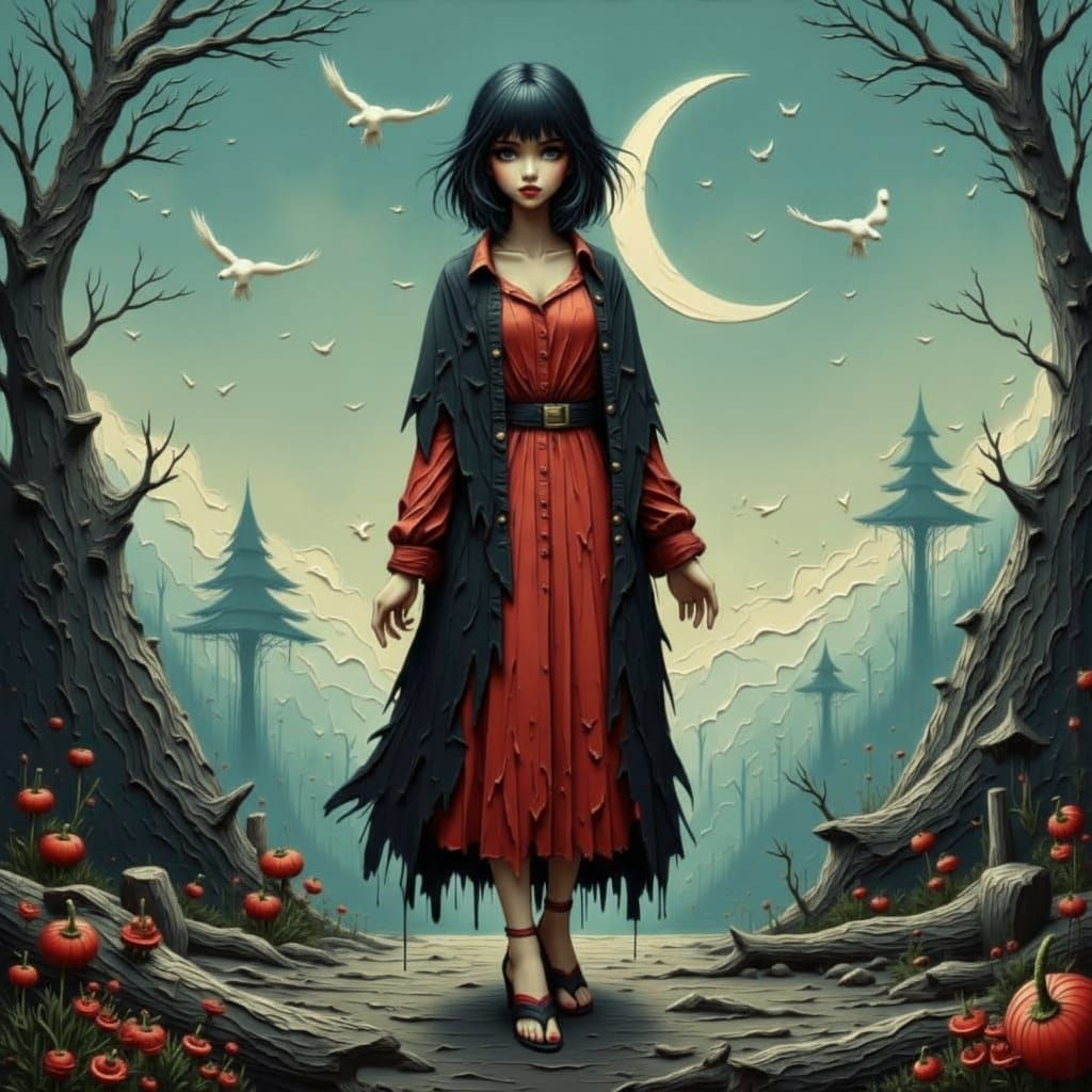 Two AI Characters Meet in a Halloween Scene