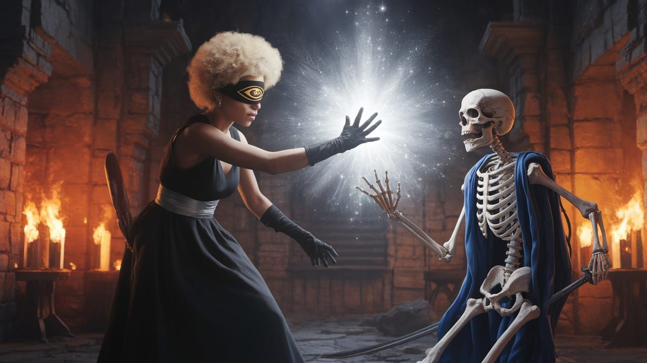 Ancient Warrior Battles Fierce Skeleton in Cyberpunk Battle ...