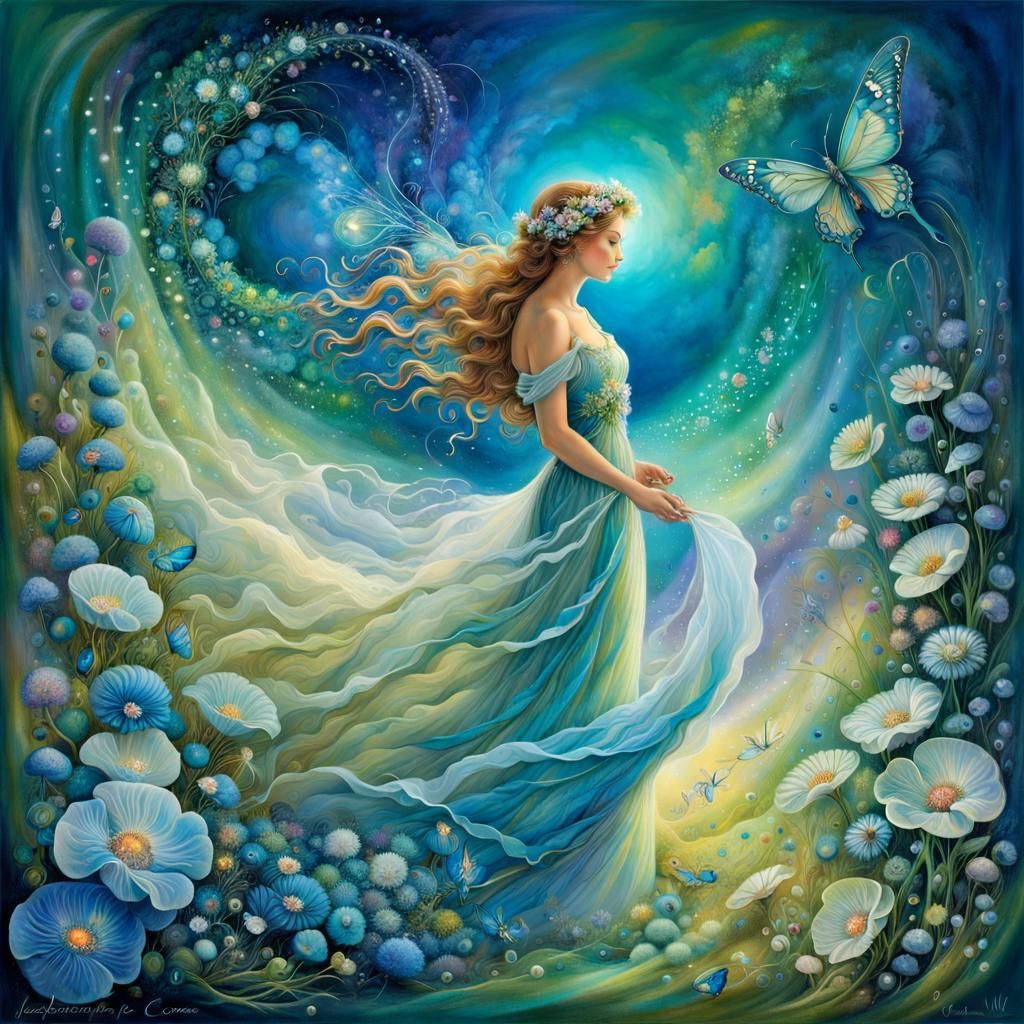 Spring Fairy in Art Nouveau Style