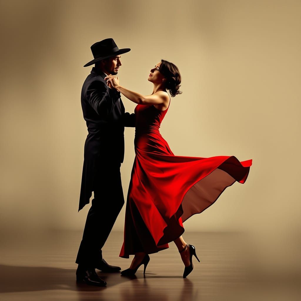 Elegant Tango Dancers in Abstract Setting
