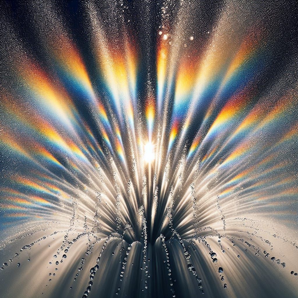 Prismatic Sunlight Through Water Spray