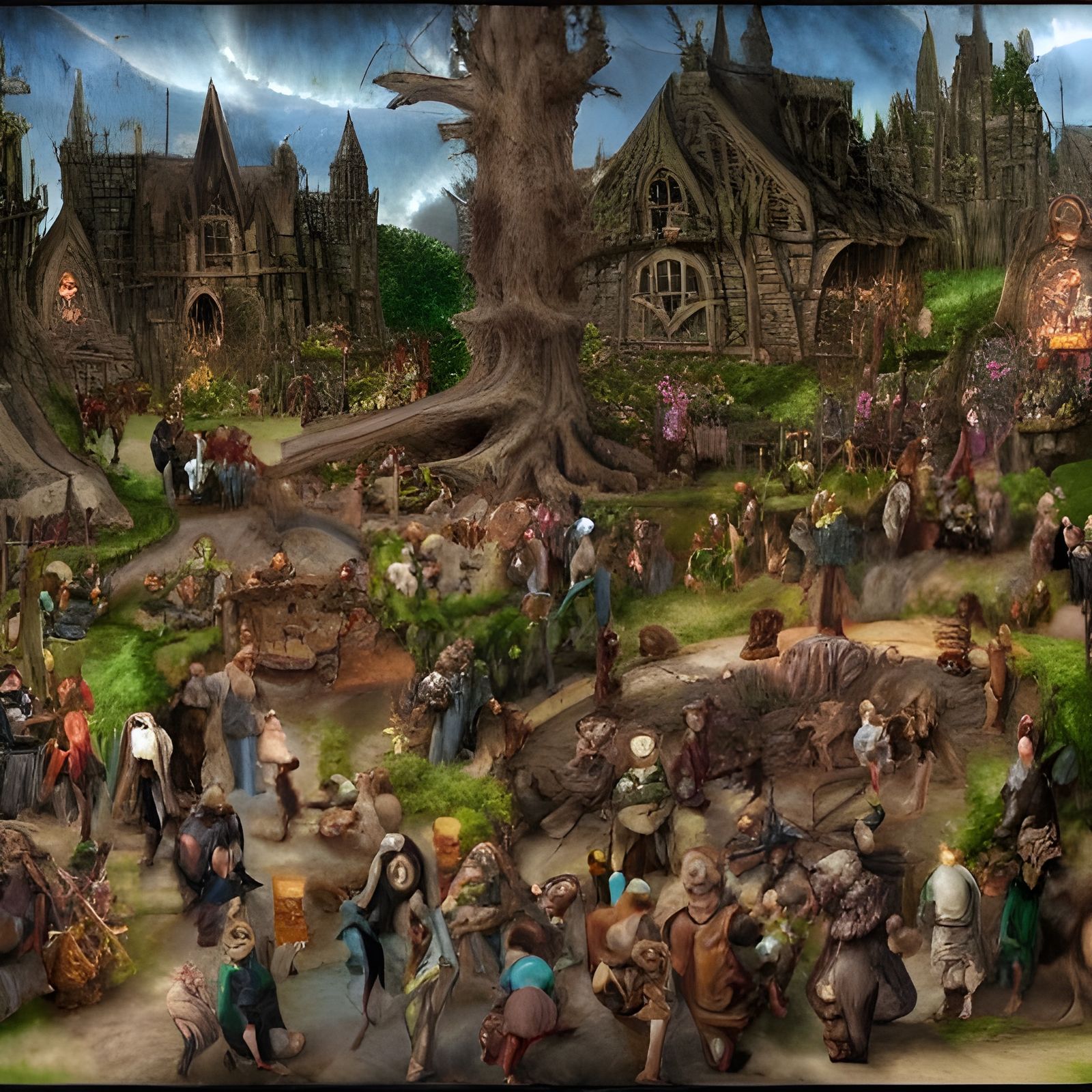 Busy Goblin Market Matte Painting