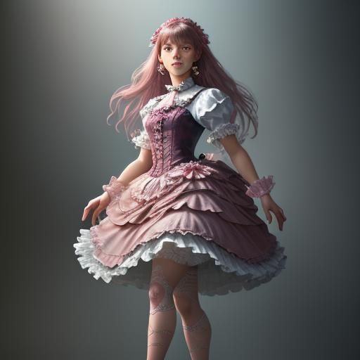Pink Sissymaid Portrait in Hyperdetailed Splash Art