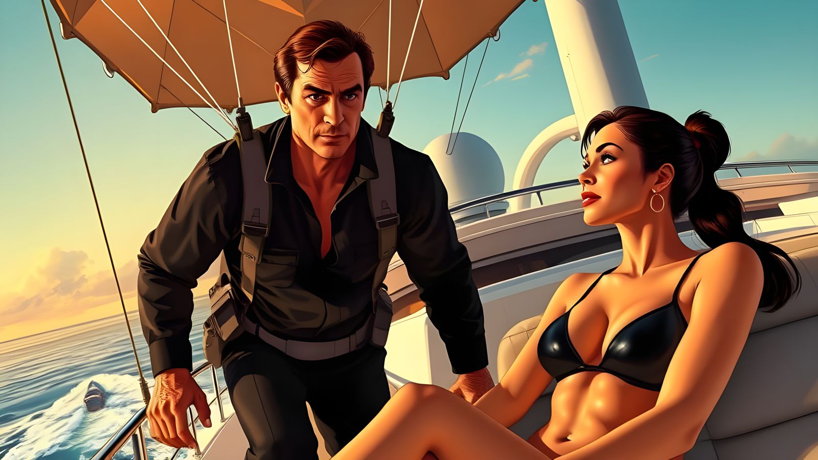 James Bond Parachutes onto a Yacht in Stealth Gear