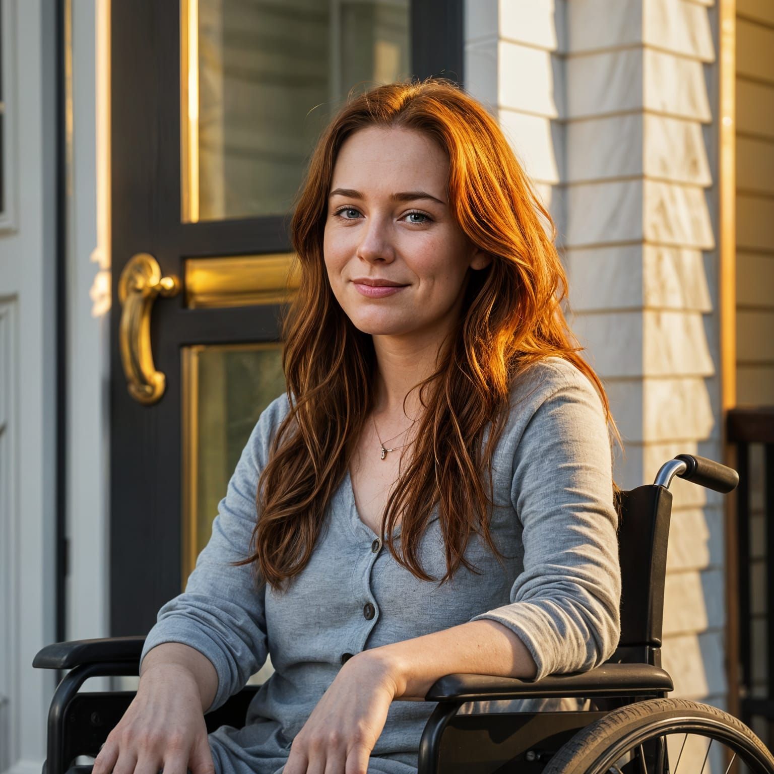 Woman in Wheelchair on Front Porch