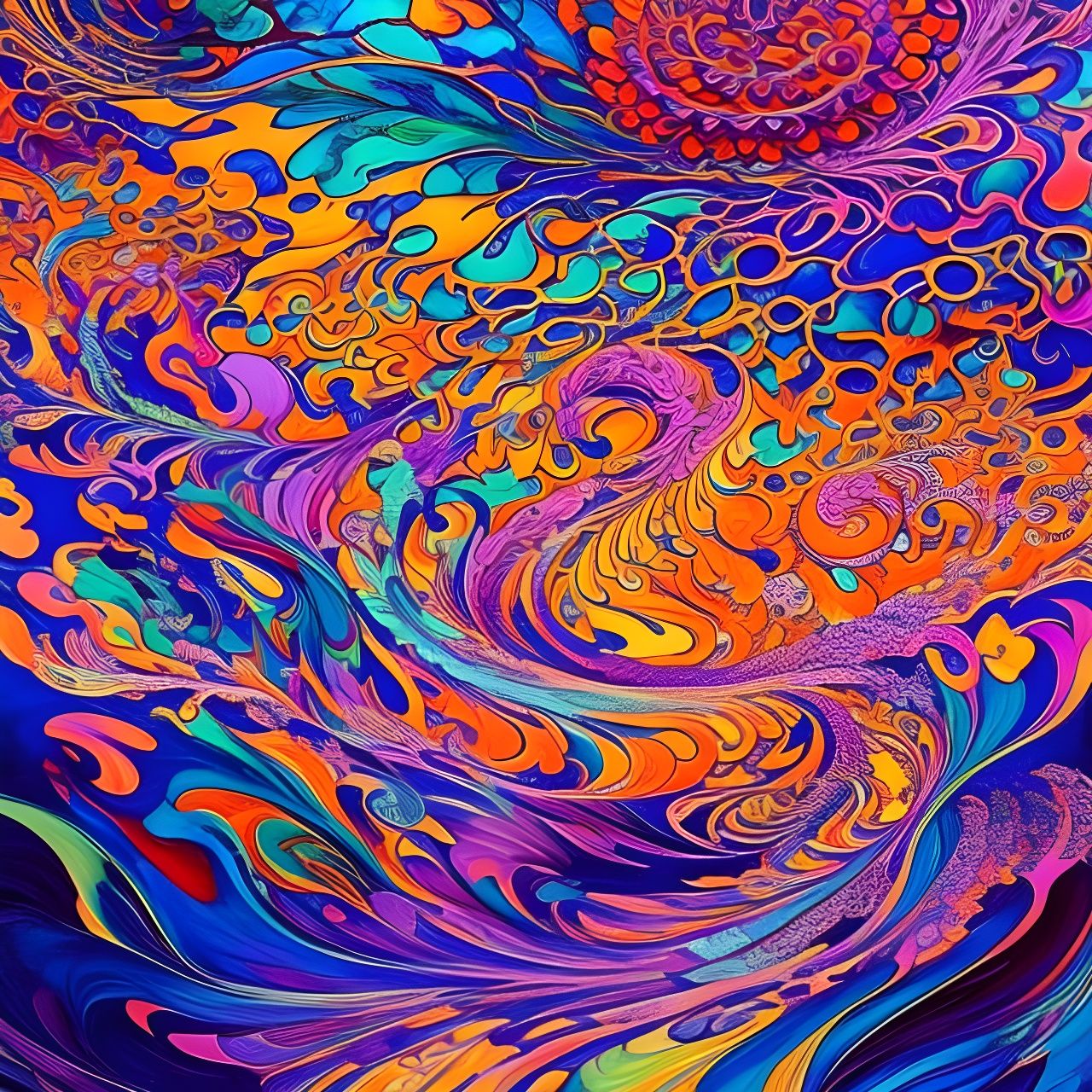 Floral Liquid Art in Stained Glass Style