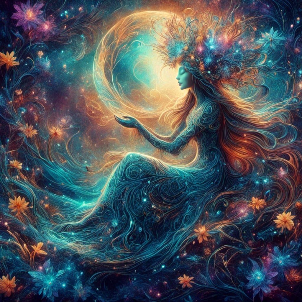 Nature, Love, and Peace: Holographic Astral Illustration