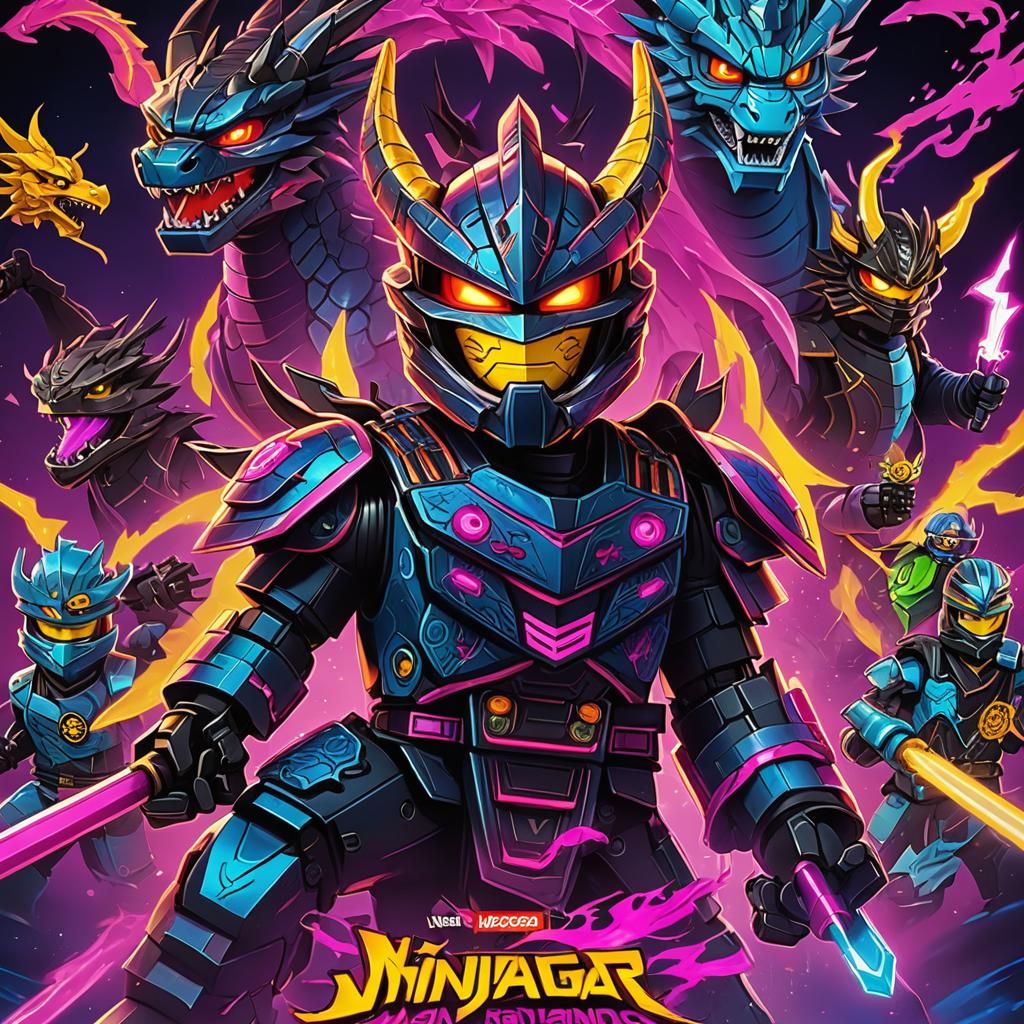 Ninjago Dragon Rising Season 3 Poster in Synthwave Style