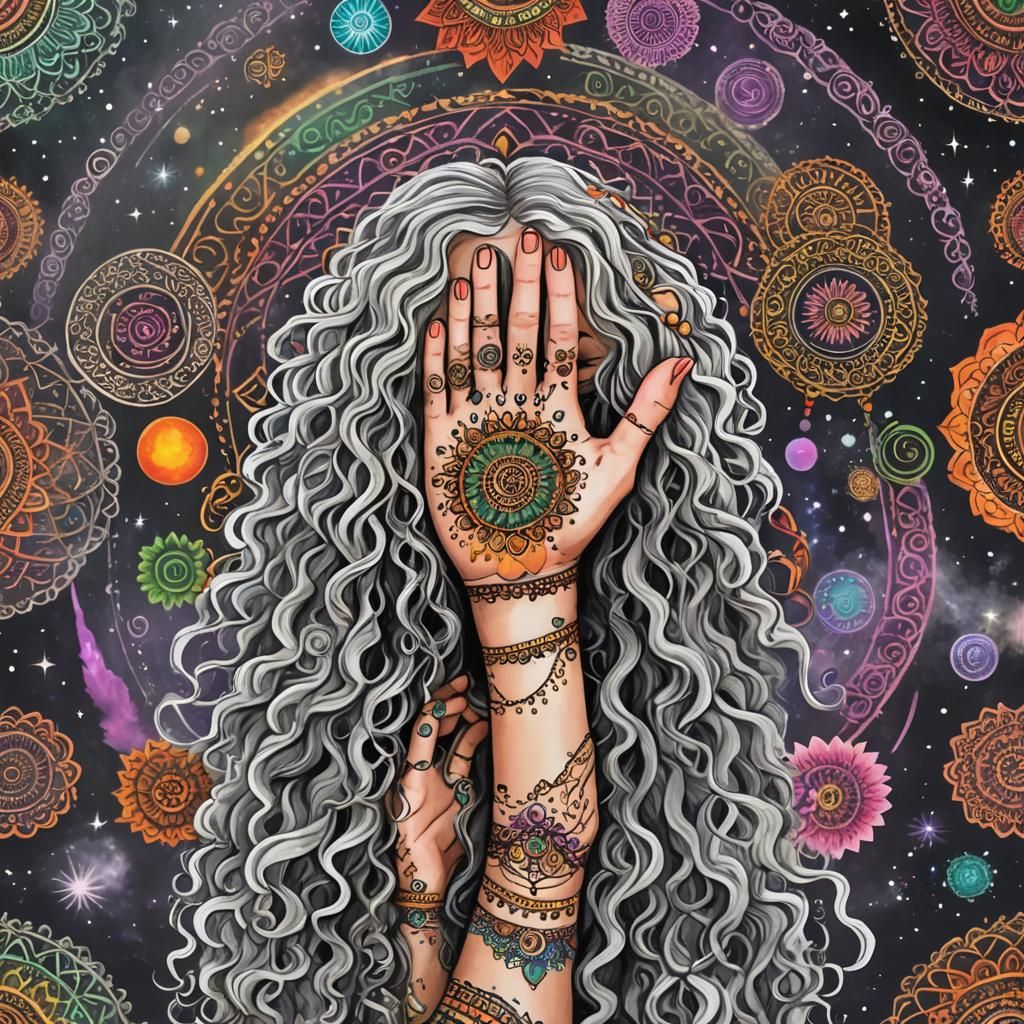 Cosmic Dancer with Mandala, Detailed Fantasy Art