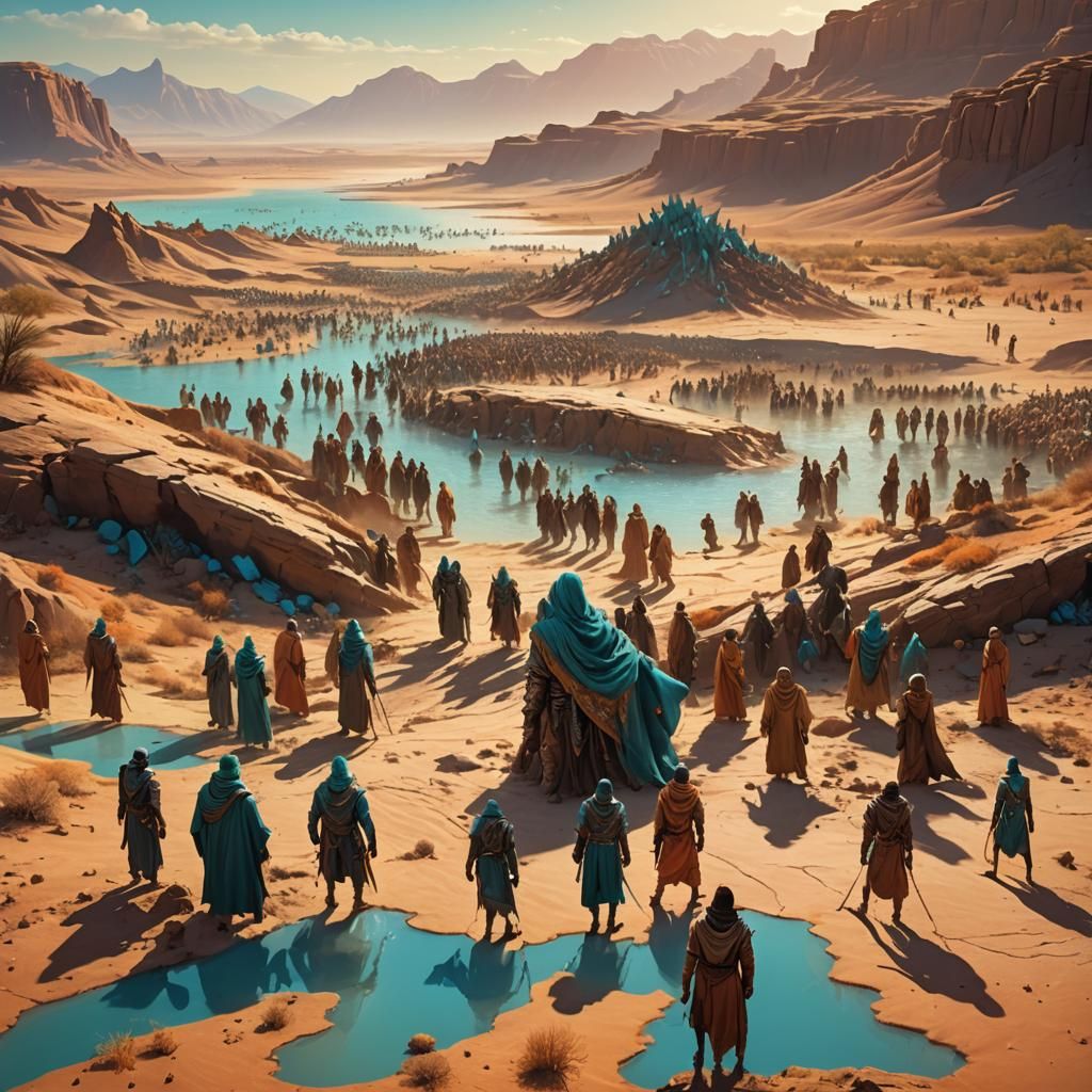 Desert Fantasy: Humans Quarreling Over Water