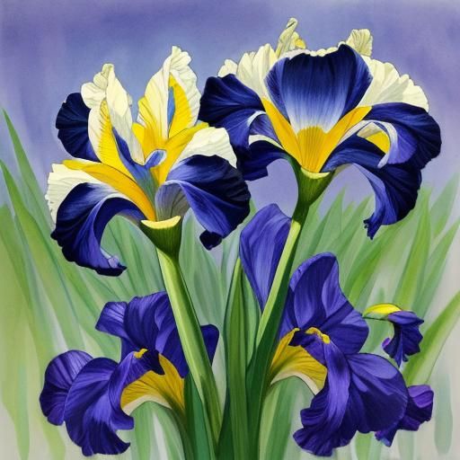Botanical Irises Illustration