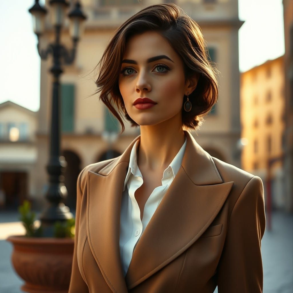 Sophisticated Italian Matron in Warm Tuscan Light