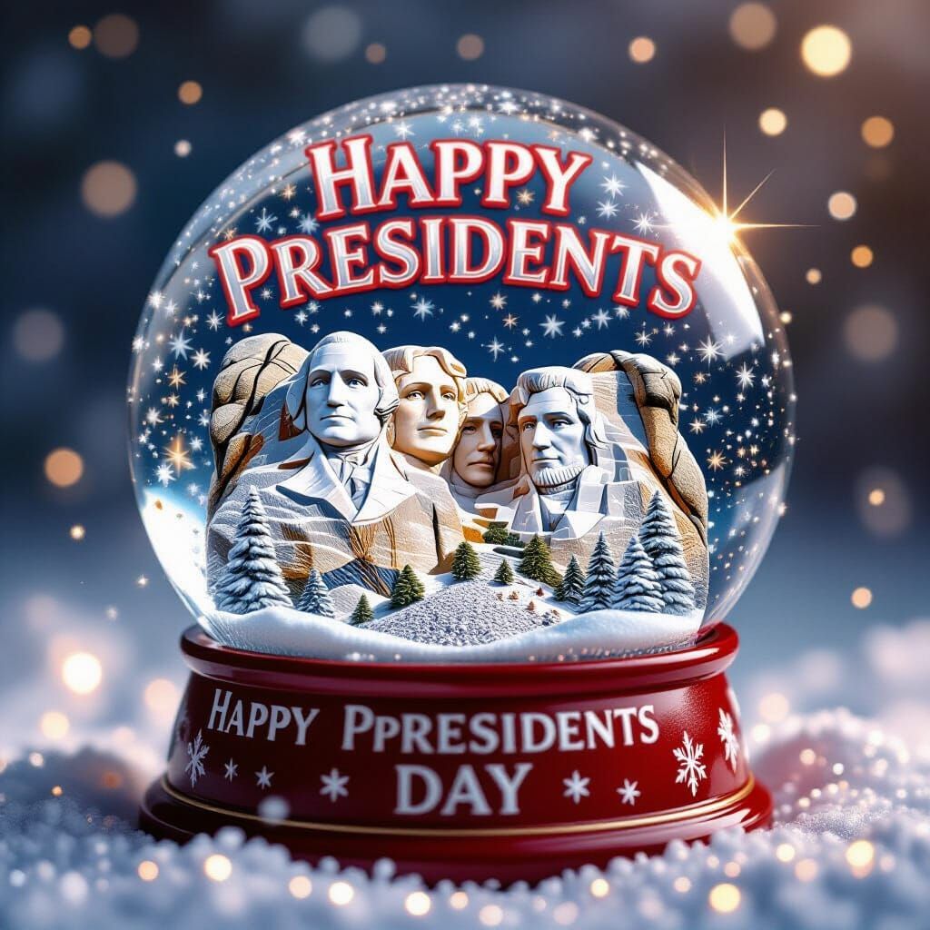 Presidents Day Snow Globe with Whimsical Artistry