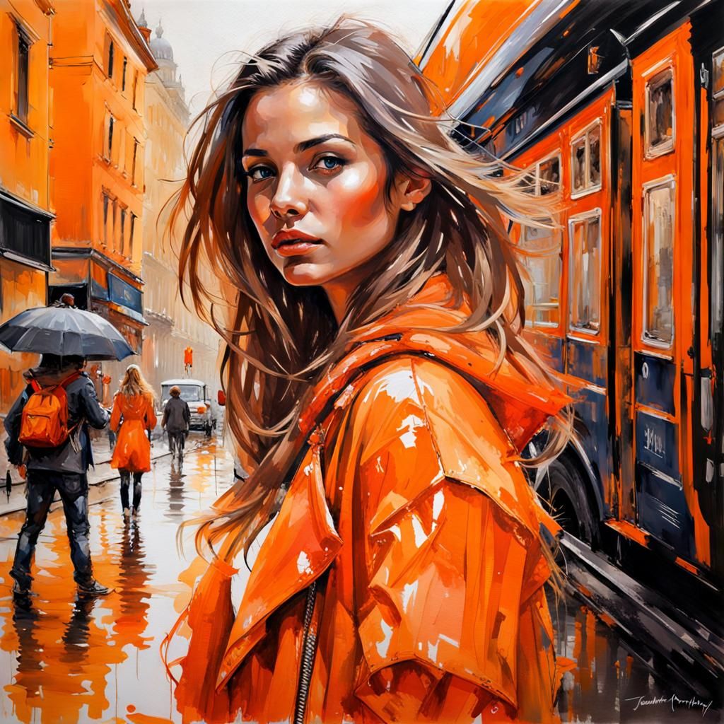 Portrait of a Beautiful Girl in Orange Palette