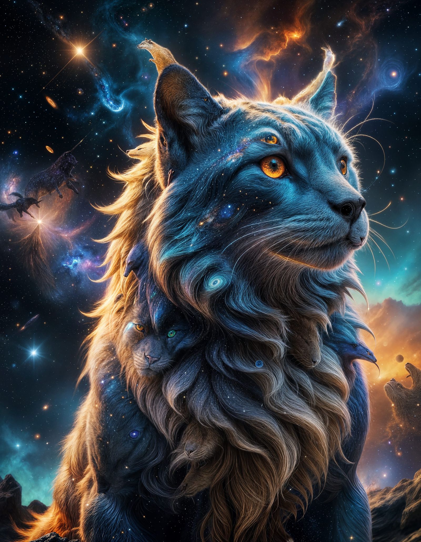 Intelligent Cosmic Beings Explore the Universe's Mysteries