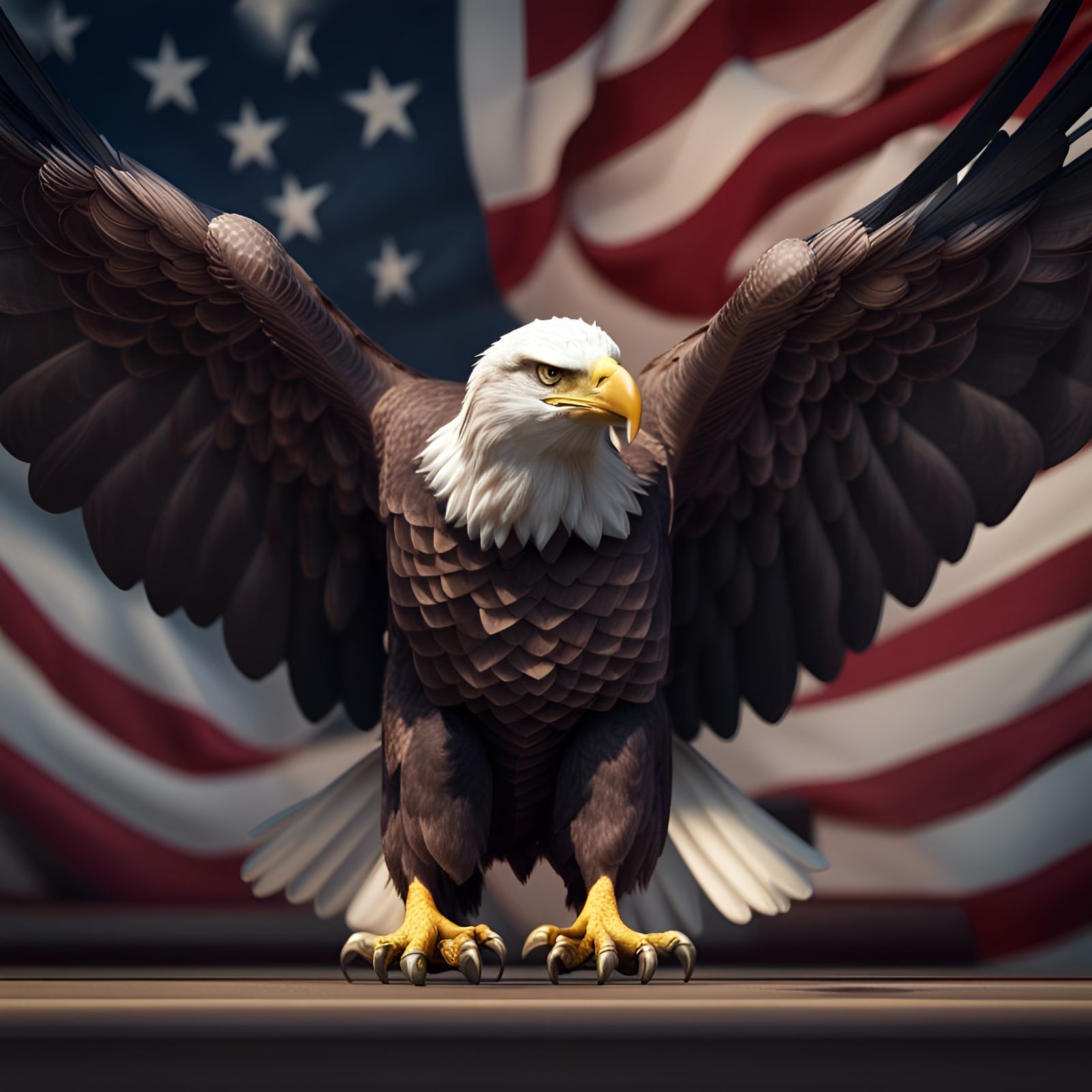 Bald Eagle and American Flag in High Resolution