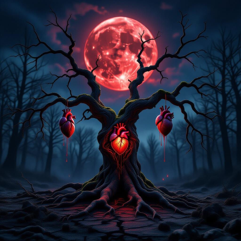 Horrifying Dead Forest Under Blood Moon