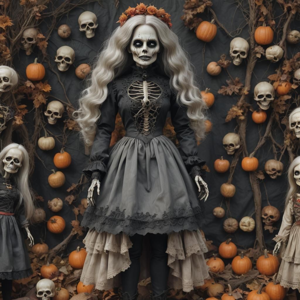 Hyper-Realistic Living Dead Doll in Pastel Witchcore Style