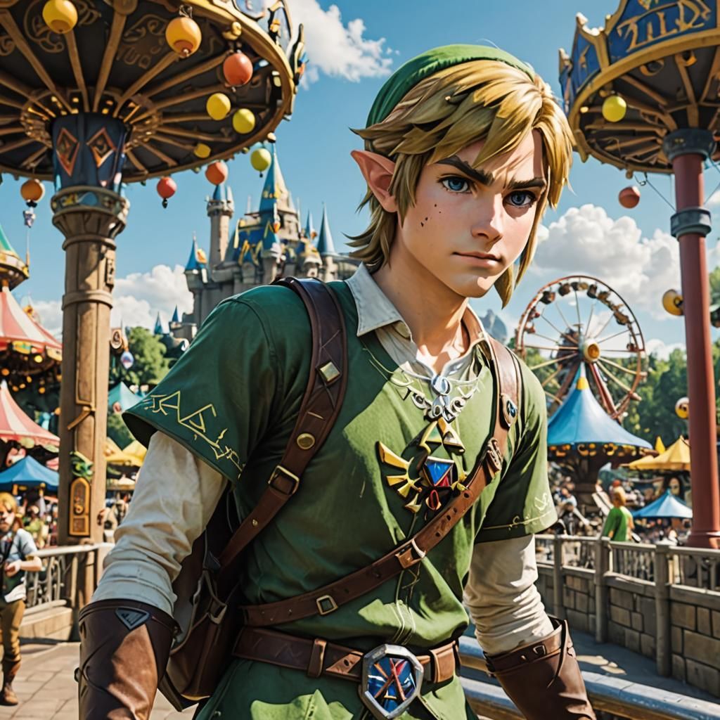 Link From Zelda in Amusement Park
