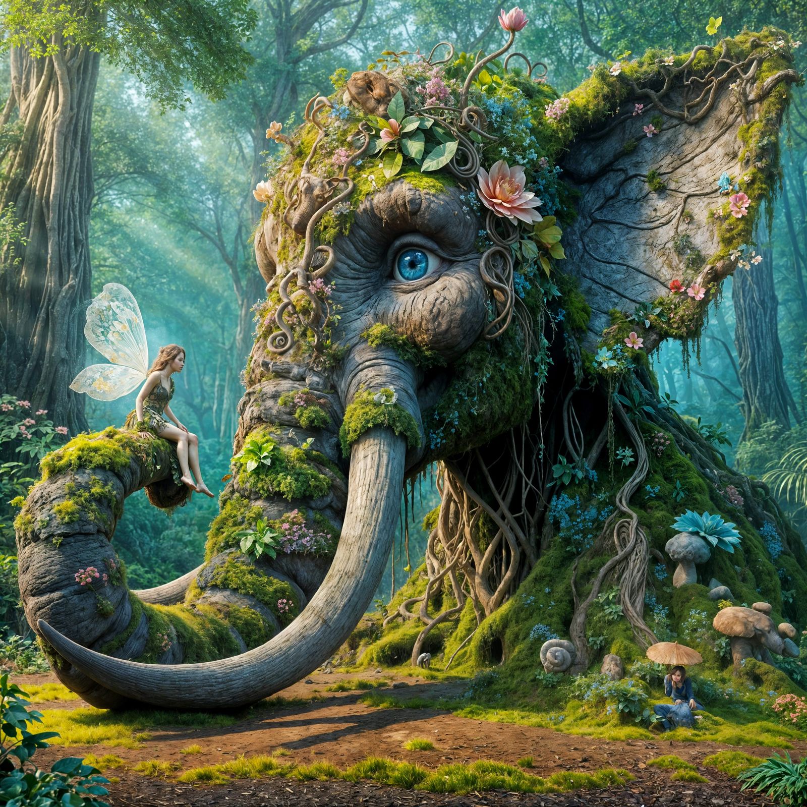 Elephant Tree Ent with a little Fairy