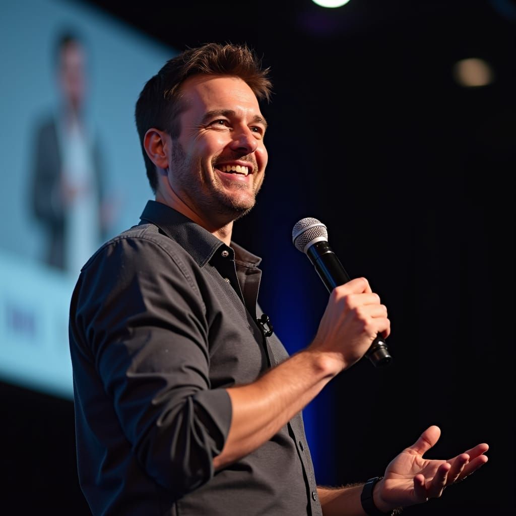 Tech Conference Speaker Smiling, Professional Photography